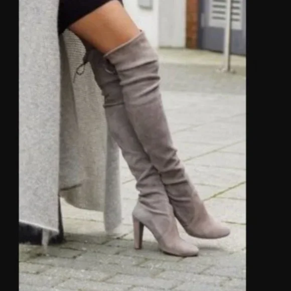Catherine Malandrino "Sorcha" Taupe Over the Knee Boots - Picture 4 of 13